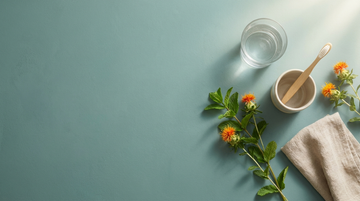 Daily respiratory hygiene routine with water, peppermint and safflower on a teal setting